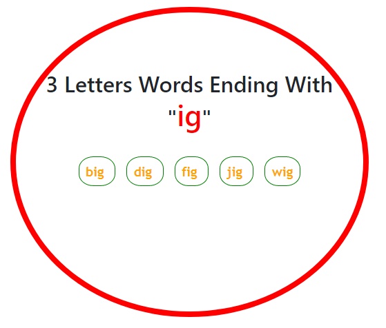 3 Letters Words end with ig