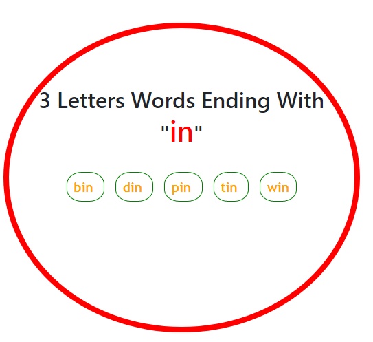 3 Letters Words end with in