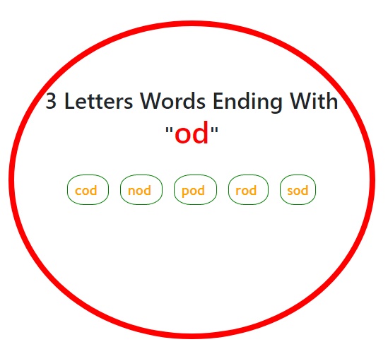 3 Letters Words end with od