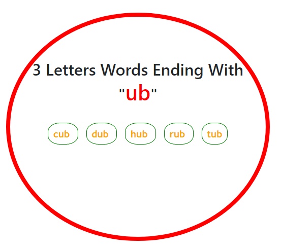 3 Letters Words end with ub